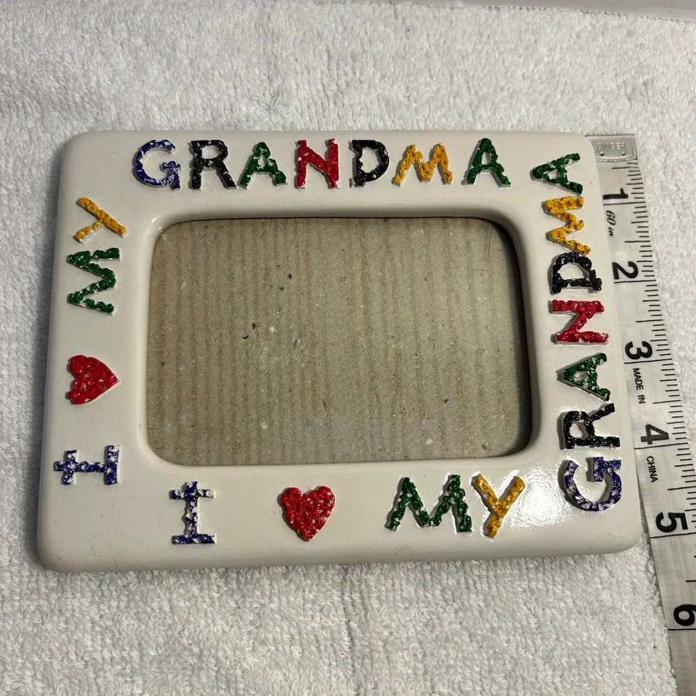 I Love My Grandma Ceramic‎ Photo Frame Colorful Textured Letters Tabletop Decor